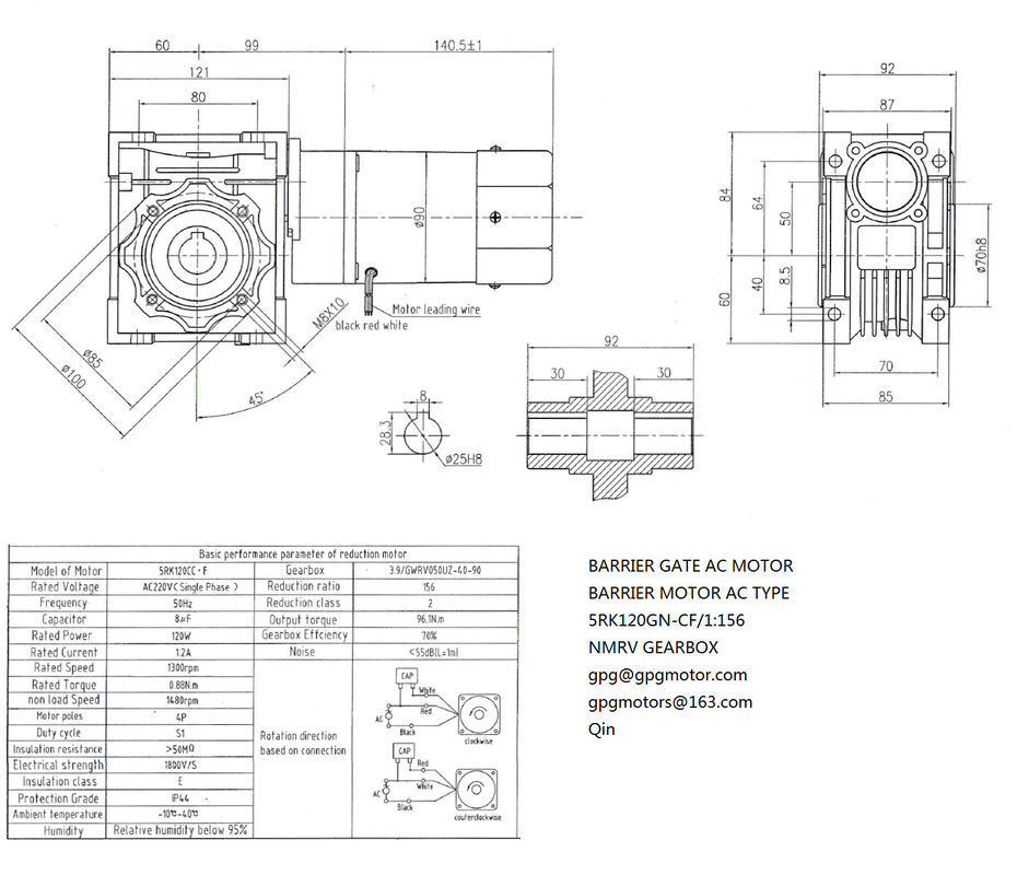 5rk140w Nmrv Worm Gearbox 1:3.9 1:40 5rpm Gerbang Penghalang Tipe Ac